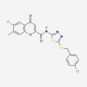 6-chloro-N-{5-[(4-chlorobenzyl)sulfanyl]-1,3,4-thiadiazol-2-yl}-7-methyl-4-oxo-4H-chromene-2-carboxamide