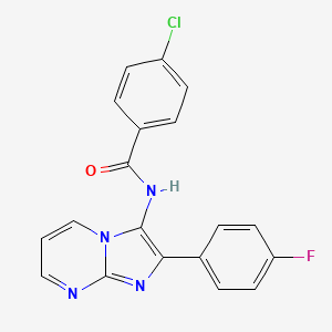 4-chloro-N-[2-(4-fluorophenyl)imidazo[1,2-a]pyrimidin-3-yl]benzamide