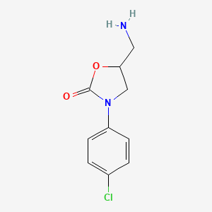 molecular formula C10H11ClN2O2 B15096121 5-(Aminomethyl)-3-(4-chlorophenyl)-1,3-oxazolidin-2-one 