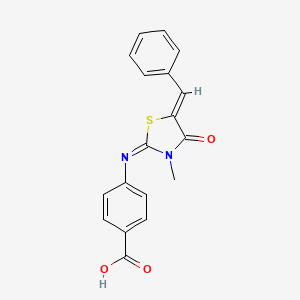 4-{[(2E,5Z)-5-benzylidene-3-methyl-4-oxo-1,3-thiazolidin-2-ylidene]amino}benzoic acid