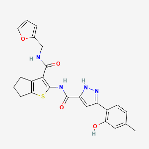 N-{3-[(furan-2-ylmethyl)carbamoyl]-5,6-dihydro-4H-cyclopenta[b]thiophen-2-yl}-5-(2-hydroxy-4-methylphenyl)-1H-pyrazole-3-carboxamide