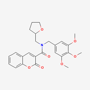 molecular formula C25H27NO7 B15096261 2-oxo-N-(tetrahydrofuran-2-ylmethyl)-N-(3,4,5-trimethoxybenzyl)-2H-chromene-3-carboxamide 