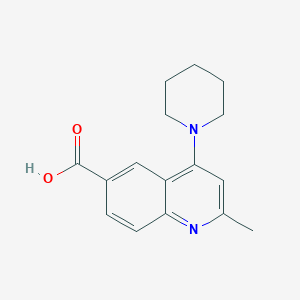 6-Quinolinecarboxylic acid, 2-methyl-4-(1-piperidinyl)-