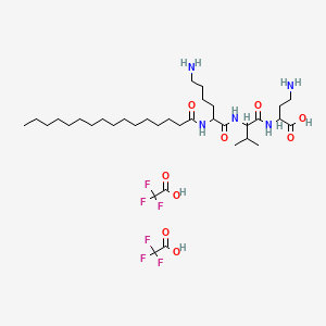 molecular formula C35H63F6N5O9 B15096388 (2S)-N2-(1-Oxohexadecyl)-L-lysyl-L-valyl-2,4-diaminobutanoic acid bis(trifluoroacetate) 