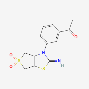 molecular formula C13H14N2O3S2 B15096415 1-[3-(2-imino-5,5-dioxidotetrahydrothieno[3,4-d][1,3]thiazol-3(2H)-yl)phenyl]ethanone 