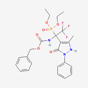 molecular formula C24H27F3N3O6P B15096426 Benzyl N-[1-diethoxyphosphoryl-2,2,2-trifluoro-1-(5-methyl-3-oxo-2-phenyl-1H-pyrazol-4-yl)ethyl]carbamate 