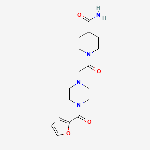 molecular formula C17H24N4O4 B15096455 1-{[4-(Furan-2-ylcarbonyl)piperazin-1-yl]acetyl}piperidine-4-carboxamide 