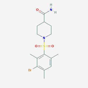 1-(3-Bromo-2,4,6-trimethylbenzenesulfonyl)piperidine-4-carboxamide