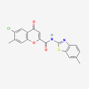 molecular formula C19H13ClN2O3S B15096466 6-chloro-7-methyl-N-(6-methyl-1,3-benzothiazol-2-yl)-4-oxo-4H-chromene-2-carboxamide 