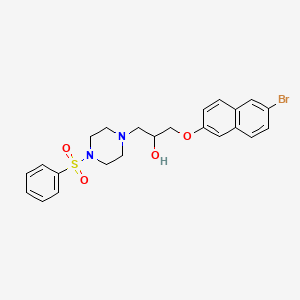 molecular formula C23H25BrN2O4S B15096621 1-[(6-Bromonaphthalen-2-yl)oxy]-3-[4-(phenylsulfonyl)piperazin-1-yl]propan-2-ol 