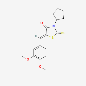 molecular formula C18H21NO3S2 B15096669 (5Z)-3-cyclopentyl-5-(4-ethoxy-3-methoxybenzylidene)-2-thioxo-1,3-thiazolidin-4-one 