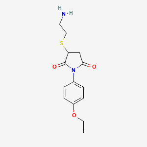 molecular formula C14H18N2O3S B15096673 3-[(2-Aminoethyl)sulfanyl]-1-(4-ethoxyphenyl)pyrrolidine-2,5-dione 