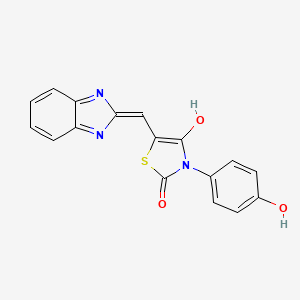 molecular formula C17H11N3O3S B15096674 (5Z)-5-(1H-benzimidazol-2-ylmethylidene)-3-(4-hydroxyphenyl)-1,3-thiazolidine-2,4-dione 