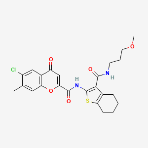 molecular formula C24H25ClN2O5S B15096720 6-chloro-N-{3-[(3-methoxypropyl)carbamoyl]-4,5,6,7-tetrahydro-1-benzothiophen-2-yl}-7-methyl-4-oxo-4H-chromene-2-carboxamide 