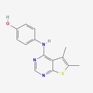 molecular formula C14H13N3OS B15096763 4-[(5,6-Dimethylthieno[2,3-d]pyrimidin-4-yl)amino]phenol CAS No. 799800-65-0