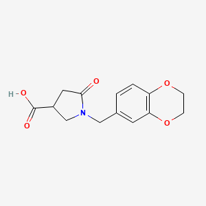 molecular formula C14H15NO5 B15096783 1-[(2,3-Dihydro-1,4-benzodioxin-6-yl)methyl]-5-oxopyrrolidine-3-carboxylic acid 