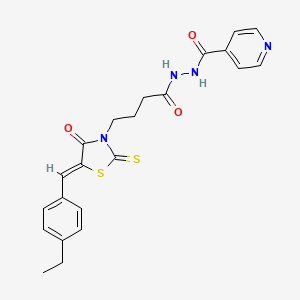 molecular formula C22H22N4O3S2 B15096815 N'-{4-[(5Z)-5-(4-ethylbenzylidene)-4-oxo-2-thioxo-1,3-thiazolidin-3-yl]butanoyl}pyridine-4-carbohydrazide 