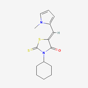 molecular formula C15H18N2OS2 B15096887 3-Cyclohexyl-5-[(1-methylpyrrol-2-yl)methylene]-2-thioxo-1,3-thiazolidin-4-one 