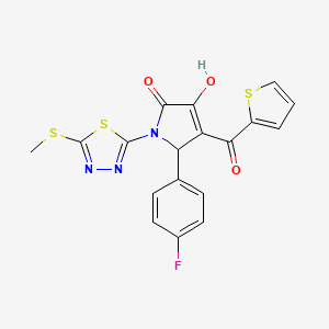 molecular formula C18H12FN3O3S3 B15097045 5-(4-fluorophenyl)-3-hydroxy-1-[5-(methylsulfanyl)-1,3,4-thiadiazol-2-yl]-4-(thiophen-2-ylcarbonyl)-1,5-dihydro-2H-pyrrol-2-one 