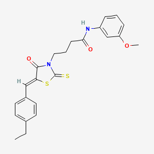 molecular formula C23H24N2O3S2 B15097156 4-[(5Z)-5-(4-ethylbenzylidene)-4-oxo-2-thioxo-1,3-thiazolidin-3-yl]-N-(3-methoxyphenyl)butanamide 