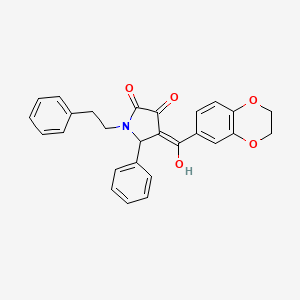 (4E)-4-[2,3-dihydro-1,4-benzodioxin-6-yl(hydroxy)methylidene]-5-phenyl-1-(2-phenylethyl)pyrrolidine-2,3-dione