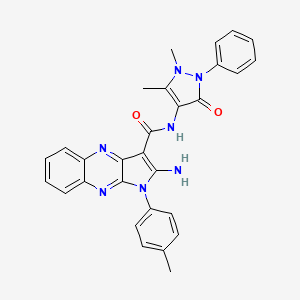 molecular formula C29H25N7O2 B15097246 2-amino-N-(1,5-dimethyl-3-oxo-2-phenyl-2,3-dihydro-1H-pyrazol-4-yl)-1-(4-methylphenyl)-1H-pyrrolo[2,3-b]quinoxaline-3-carboxamide 