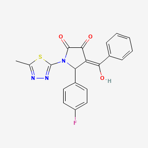 molecular formula C20H14FN3O3S B15097328 (4E)-5-(4-fluorophenyl)-4-[hydroxy(phenyl)methylidene]-1-(5-methyl-1,3,4-thiadiazol-2-yl)pyrrolidine-2,3-dione 