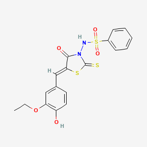 N-[(5Z)-5-[(3-ethoxy-4-hydroxyphenyl)methylidene]-4-oxo-2-sulfanylidene-1,3-thiazolidin-3-yl]benzenesulfonamide