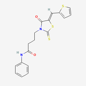 4-[(5Z)-4-oxo-5-(thiophen-2-ylmethylidene)-2-thioxo-1,3-thiazolidin-3-yl]-N-phenylbutanamide