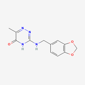 molecular formula C12H12N4O3 B15097424 3-[(1,3-Benzodioxol-5-ylmethyl)amino]-6-methyl-1,2,4-triazin-5-ol 