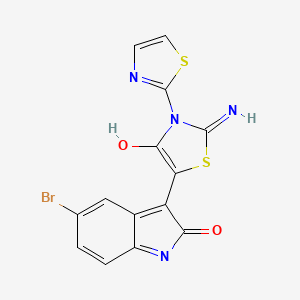 (3Z)-5-bromo-3-[2-imino-4-oxo-3-(1,3-thiazol-2-yl)-1,3-thiazolidin-5-ylidene]-1,3-dihydro-2H-indol-2-one