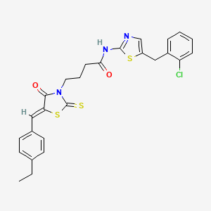 molecular formula C26H24ClN3O2S3 B15097549 N-[5-(2-chlorobenzyl)-1,3-thiazol-2-yl]-4-[(5Z)-5-(4-ethylbenzylidene)-4-oxo-2-thioxo-1,3-thiazolidin-3-yl]butanamide 