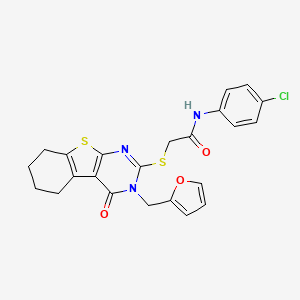 molecular formula C23H20ClN3O3S2 B15097575 N-(4-chlorophenyl)-2-[3-(2-furylmethyl)-4-oxo(3,5,6,7,8-pentahydrobenzo[b]thio pheno[2,3-d]pyrimidin-2-ylthio)]acetamide 