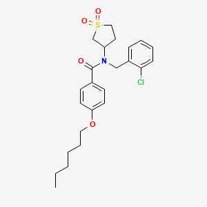 molecular formula C24H30ClNO4S B15097603 N-(2-chlorobenzyl)-N-(1,1-dioxidotetrahydrothiophen-3-yl)-4-(hexyloxy)benzamide 