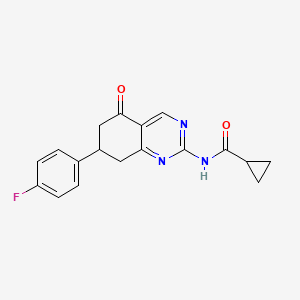 molecular formula C18H16FN3O2 B15097612 N-[7-(4-fluorophenyl)-5-oxo-5,6,7,8-tetrahydroquinazolin-2-yl]cyclopropanecarboxamide 