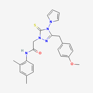 molecular formula C24H25N5O2S B15097616 1H-1,2,4-Triazole-1-acetamide, N-(2,4-dimethylphenyl)-4,5-dihydro-3-[(4-methoxyphenyl)methyl]-4-(1H-pyrrol-1-yl)-5-thioxo- CAS No. 881450-63-1