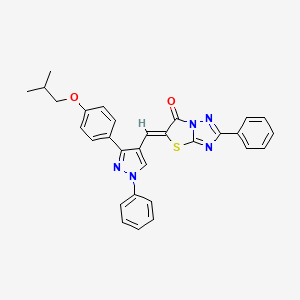 molecular formula C30H25N5O2S B15097627 (5Z)-5-({3-[4-(2-methylpropoxy)phenyl]-1-phenyl-1H-pyrazol-4-yl}methylidene)-2-phenyl[1,3]thiazolo[3,2-b][1,2,4]triazol-6(5H)-one 