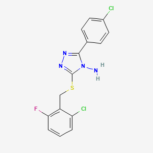 molecular formula C15H11Cl2FN4S B15097637 3-[(6-Chloro-2-fluorophenyl)methylthio]-5-(4-chlorophenyl)-1,2,4-triazole-4-yl amine 