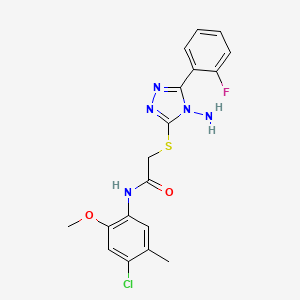 molecular formula C18H17ClFN5O2S B15097645 2-[4-amino-5-(2-fluorophenyl)(1,2,4-triazol-3-ylthio)]-N-(4-chloro-2-methoxy-5-methylphenyl)acetamide 