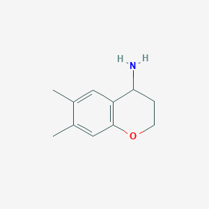 molecular formula C11H15NO B15097666 6,7-Dimethylchroman-4-amine 