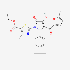 molecular formula C27H28N2O6S B15097672 ethyl 2-{(3E)-2-(4-tert-butylphenyl)-3-[hydroxy(5-methylfuran-2-yl)methylidene]-4,5-dioxopyrrolidin-1-yl}-4-methyl-1,3-thiazole-5-carboxylate 