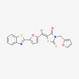 molecular formula C20H12N2O3S3 B15097706 (5Z)-5-{[5-(1,3-benzothiazol-2-yl)furan-2-yl]methylidene}-3-(furan-2-ylmethyl)-2-thioxo-1,3-thiazolidin-4-one 