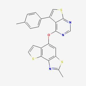 molecular formula C23H15N3OS3 B15097754 2-Methyl-5-{[5-(4-methylphenyl)thieno[2,3-d]pyrimidin-4-yl]oxy}thieno[2,3-e][1,3]benzothiazole 