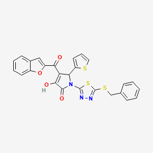 molecular formula C26H17N3O4S3 B15097760 4-(Benzofuran-2-carbonyl)-1-(5-(benzylthio)-1,3,4-thiadiazol-2-yl)-3-hydroxy-5-(thiophen-2-yl)-1H-pyrrol-2(5H)-one 