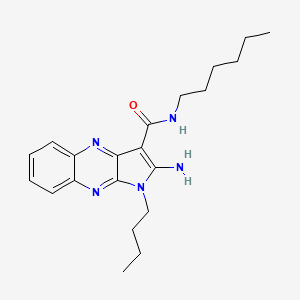 molecular formula C21H29N5O B15097768 2-amino-1-butyl-N-hexyl-1H-pyrrolo[2,3-b]quinoxaline-3-carboxamide 