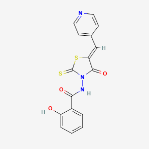 2-hydroxy-N-[(5Z)-4-oxo-5-(pyridin-4-ylmethylidene)-2-thioxo-1,3-thiazolidin-3-yl]benzamide