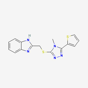 molecular formula C15H13N5S2 B15097886 2-({[4-methyl-5-(thiophen-2-yl)-4H-1,2,4-triazol-3-yl]sulfanyl}methyl)-1H-benzimidazole 