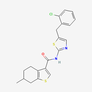 molecular formula C20H19ClN2OS2 B15097900 N-[5-(2-chlorobenzyl)-1,3-thiazol-2-yl]-6-methyl-4,5,6,7-tetrahydro-1-benzothiophene-3-carboxamide 