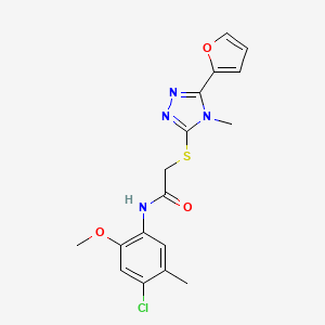 molecular formula C17H17ClN4O3S B15097938 N-(4-chloro-2-methoxy-5-methylphenyl)-2-{[5-(furan-2-yl)-4-methyl-4H-1,2,4-triazol-3-yl]sulfanyl}acetamide 