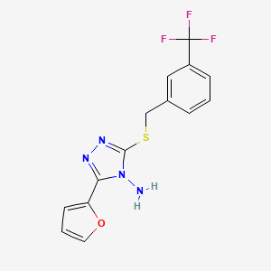 molecular formula C14H11F3N4OS B15097993 3-(2-Furyl)-5-{[3-(trifluoromethyl)phenyl]methylthio}-1,2,4-triazole-4-ylamine 